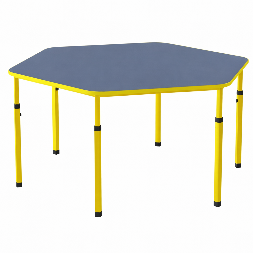 Стіл "Шестикутник" з регулюванням по висоті для дитячого садочку 1200х1080х400/460/520/580 мм (0-3 рост. групи) MEBLIX